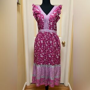 LOFT Pink and Purple Sleeveless Sundress